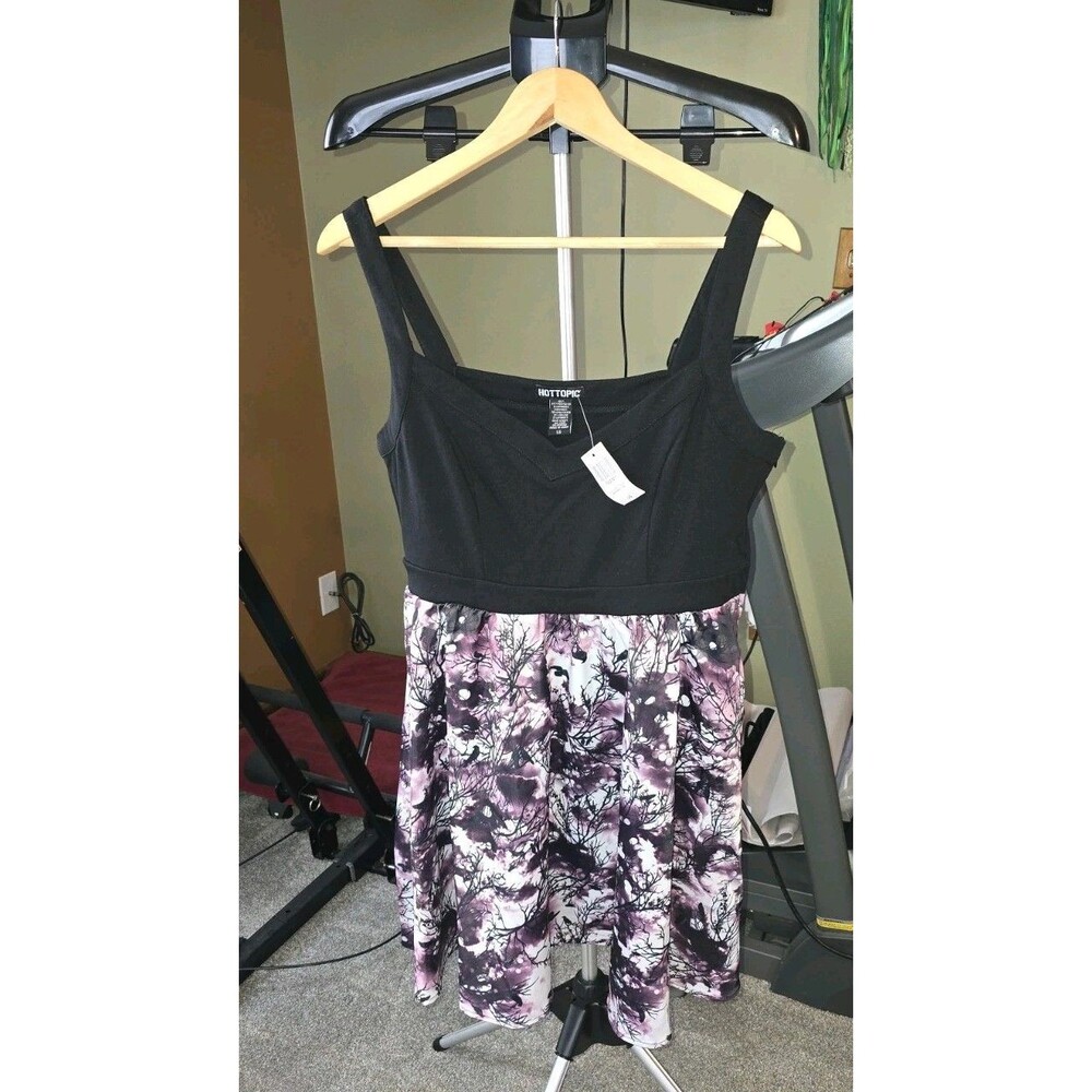 WOMAN'S/JUNIORS SZ:L DRESS HOT TOPIC HALLOWEEN BLACK CROW PATTERN*NEW WITH TAGS*
